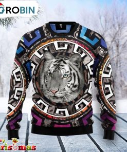 White Tiger Beauty Ugly Christmas Sweater – Christmas Outfits Gift – Retro Christmas Sweater RB4085