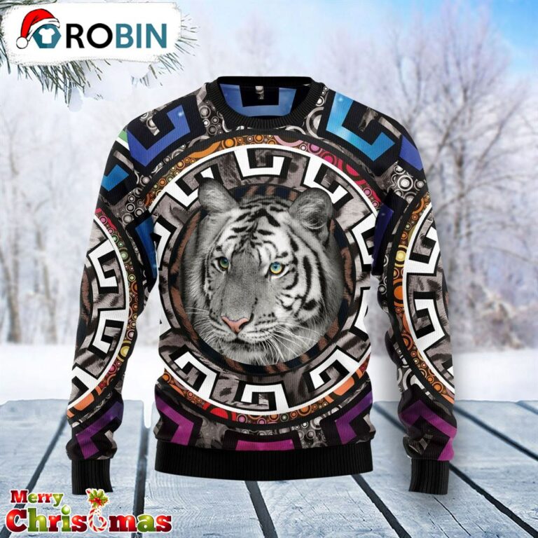 White Tiger Beauty Ugly Christmas Sweater – Christmas Outfits Gift – Retro Christmas Sweater RB4085