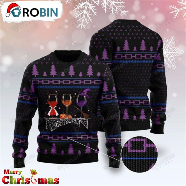 Wine Spider Silk Ugly Christmas Sweater – Lover Xmas Sweater Gift – Xmas Ugly Sweater RB8502