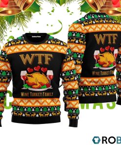 Wine Turkey Family Happy Thanksgiving 3D Print Ugly Christmas Sweater RB4529
