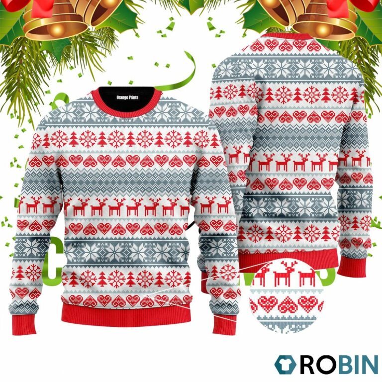 Winter Christmas Red Grey Style Ugly Christmas Sweater RB4089