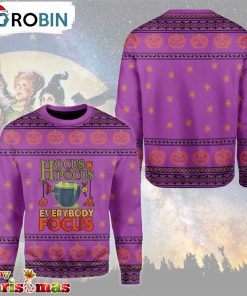 Witches Hocus Pocus Everybody Focus Ugly Christmas Sweater- Retro Christmas Sweater RB8728