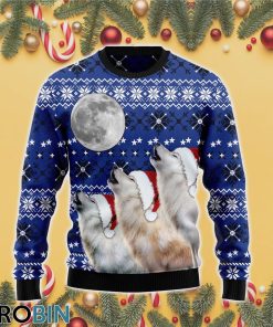 Wolf Howling Moon 3D Print Ugly Christmas Sweater RB4492