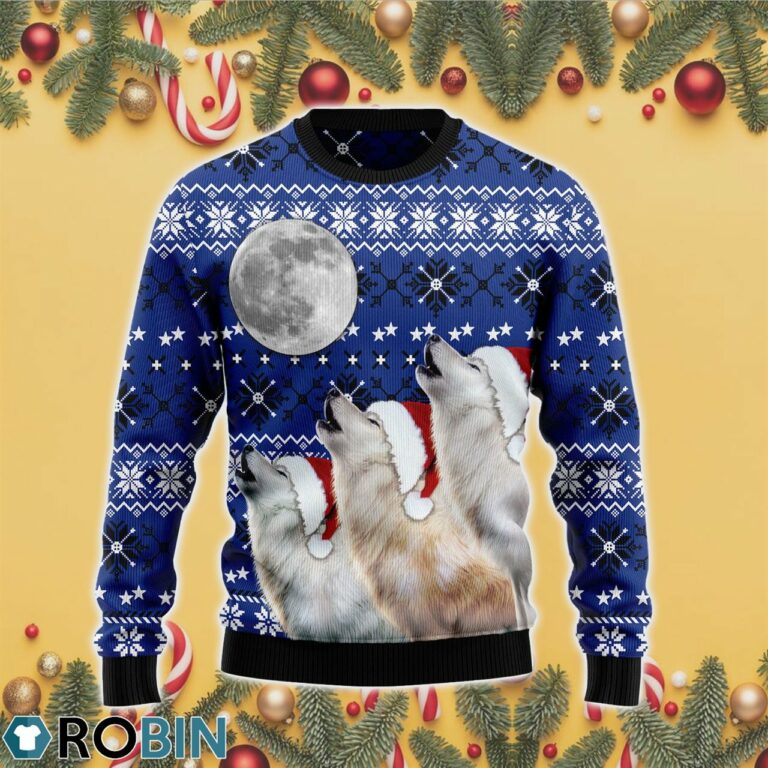 Wolf Howling Moon 3D Print Ugly Christmas Sweater RB4492