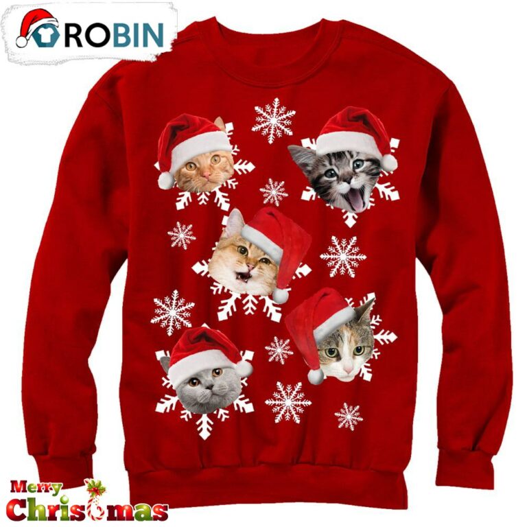 Women’s Lost Gods Ugly Christmas Cat Snowflakes Ugly Christmas Sweater Adult RB9771