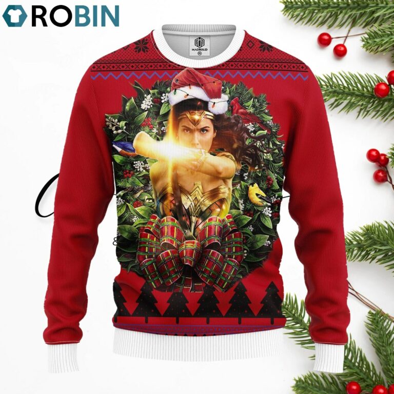Wonder Woman Light Fight Noel Merry Christmas Ugly Christmas Sweater