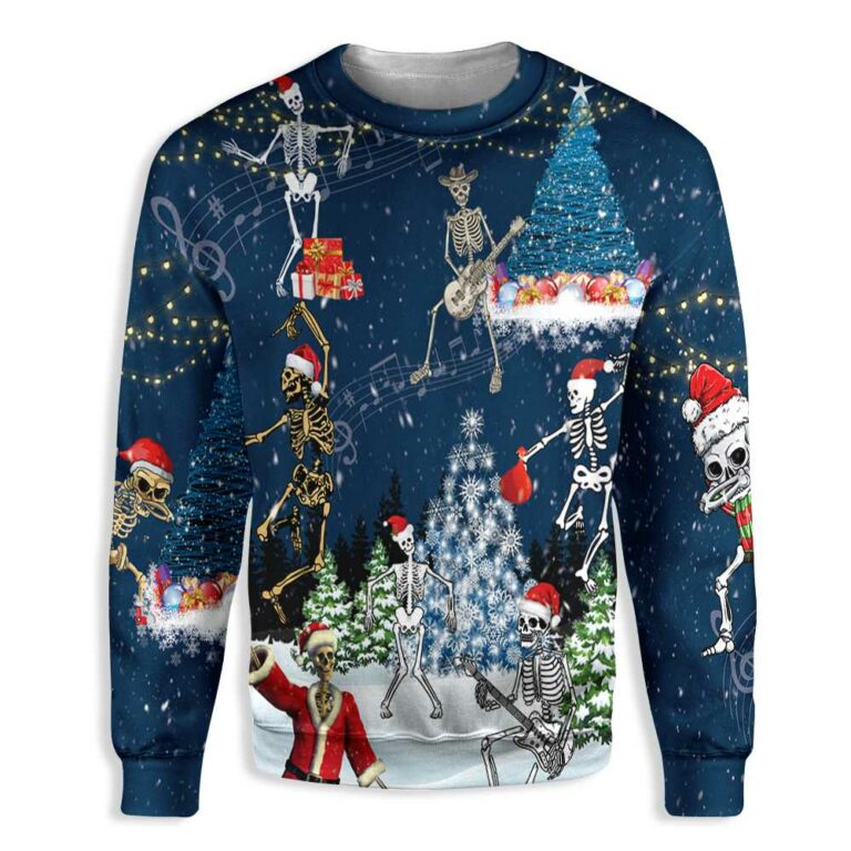 X-Ray Christmas Dancing Skeletons Ugly Christmas Sweatshirt – Sweater