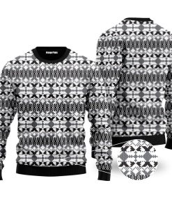 xmas knit style black and white christmas ugly sweatshirt sweater 1 qtinue