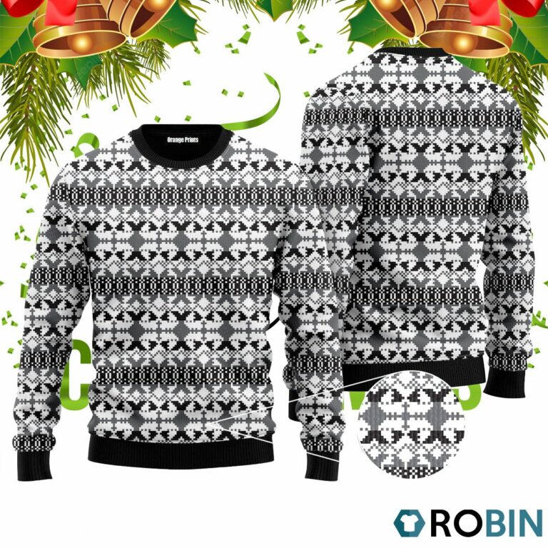 Xmas Knit Style Black And White Ugly Christmas Sweater RB4047