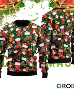 Xmas Stockings Fabric on Green Ugly Christmas Sweater RB2430