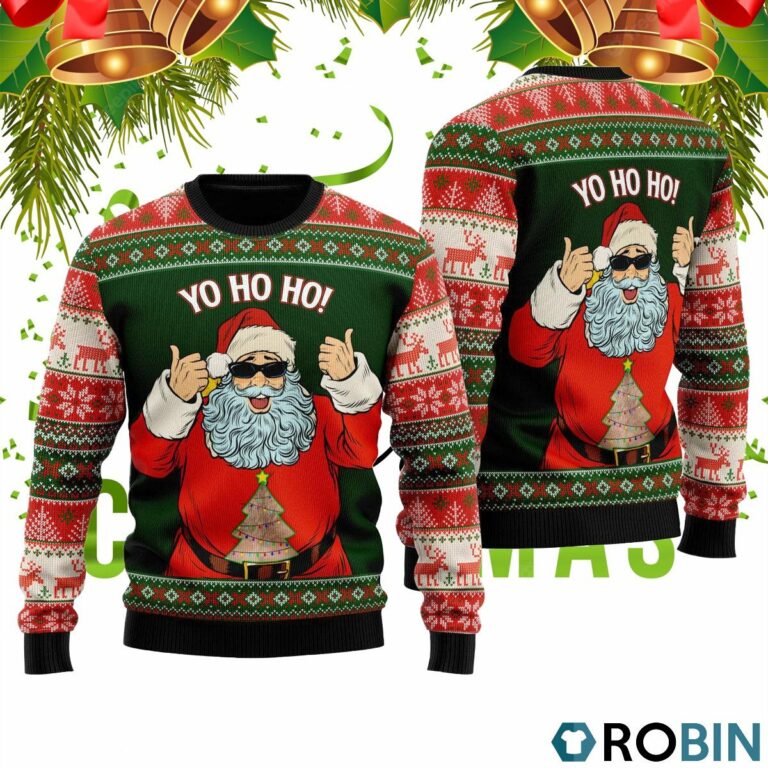 Yo Ho Ho Santa Sunglasses Funny 3D Print Ugly Christmas Sweater RB4344