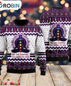 Yoga Be The Change Ugly Christmas Sweater – Xmas Jumper Holiday Pullover RB1145 Yoga Be The Change Ugly Christmas Sweater – Xmas Jumper Holiday Pullover RB1145