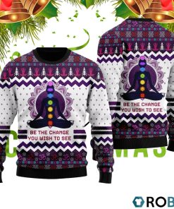 Yoga Be The Change Ugly Christmas Sweater RB4337