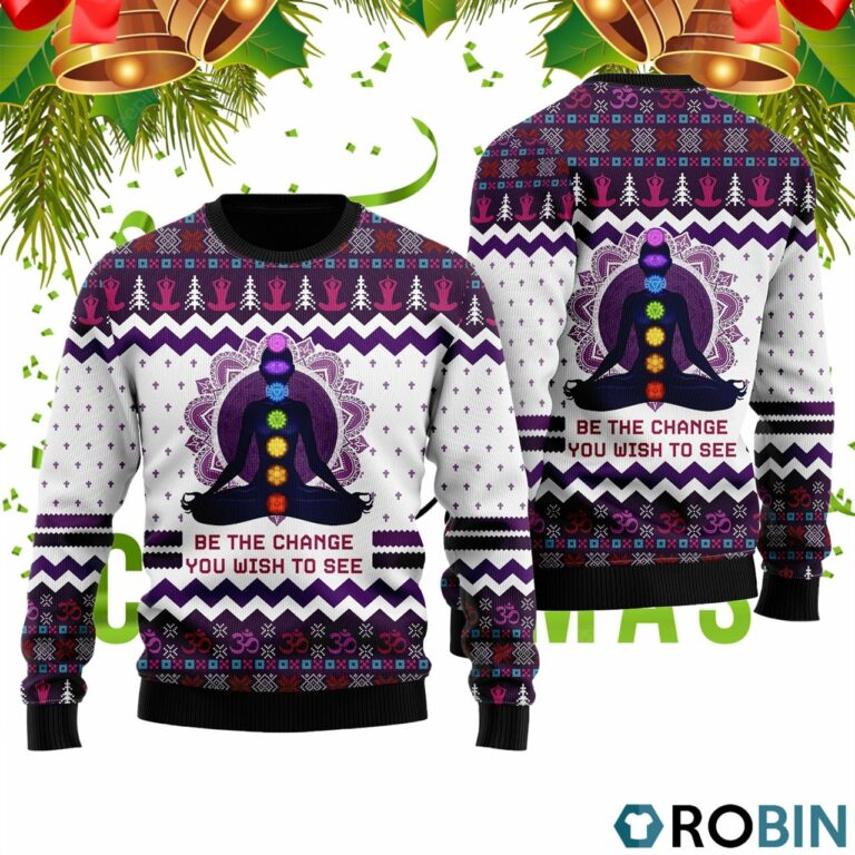 Yoga Be The Change Ugly Christmas Sweater RB4337
