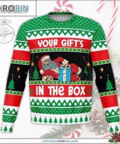 your gift in the box naughty holiday ugly christmas sweater 1 xZp4x