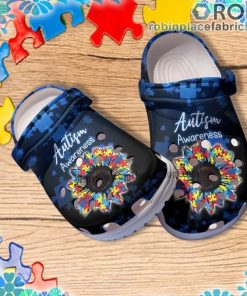 Autism Blue Sunflower Puzzle Crocs Clog Shoes