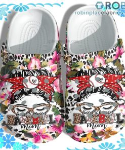 Baseball Mom Flower Cow Crocs Clog Shoes