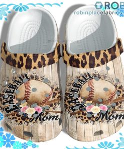 Baseball Mom Leopard Flower Crocs Clog Shoes