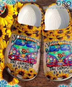 Camping Bus Peace Sunflower Crocs Clog Shoes