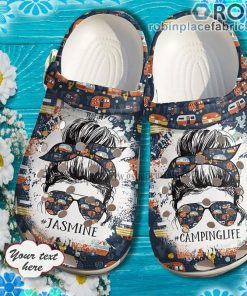 Camping Girl Cool Glasses Crocs Clog Shoes Customize Name