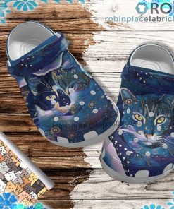 Cat Art Blue Crocs Clog Shoes