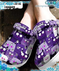 Cat Chibi Anime Cute Purple Crocs Clog Shoes Customize Name
