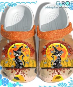 Cat Skeleton Sugar Skull Crocs Clog Shoes