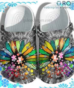 Daisy Rainbow Hippie Autism Crocs Clog Shoes