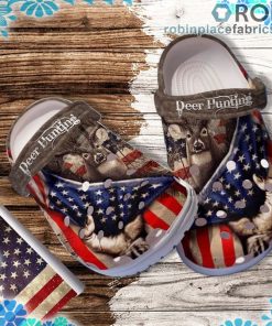 Deer Hunting Behind America Flag Crocs Clog Shoes