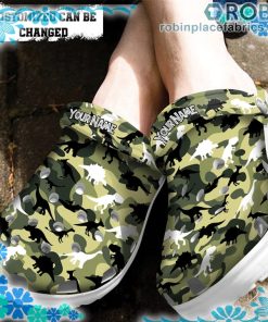Dinosaur Camo Military Crocs Clog Shoes Customize Name