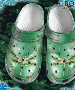 Dragonfly Jade Green Crocs Clog Shoes
