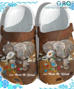 Elephant Daisy Flower Leather Crocs Clog Shoes