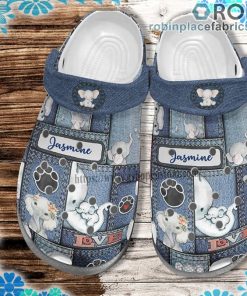 Elephant Grandma and Grandaughter Jean Crocs Clog Shoes Customize Name