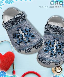 EMS Girl Worker Leopard Twinkle Blue Crocs Clog Shoes