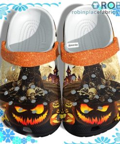 Evil Pumpkin Witch Hat Crocs Clog Shoes