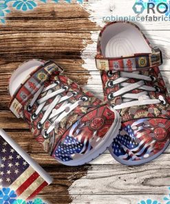 Firefighter USA Flag Funny Cosplay Tie Rope Crocs Clog Shoes