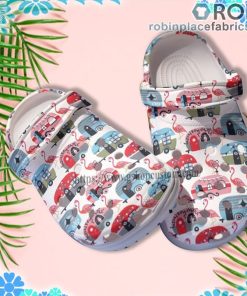 Flamingo Camping Bus Crocs Clog Shoes