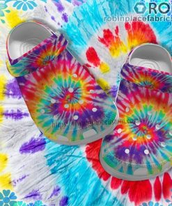 Hippie Tie Dye Crocs Clog Shoes Customize Name
