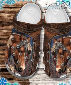 Horses America Native Leather Crocs Clog Shoes