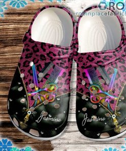 Leopard Pink Twinkle Hair Stylist Crocs Clog Shoes Customize Name