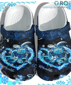 Mimi Life Turtle Heart Ocean Lover Blue Crocs Clog Shoes Customize Name
