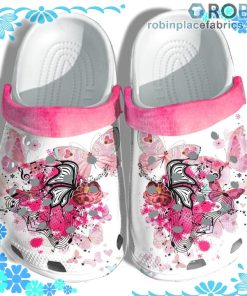 Music Note Butterfly Garden Pink October Crocs Clog Shoes