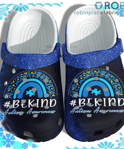 Rainbow Blue Leopard Be Kind Twinkle Crocs Clog Shoes