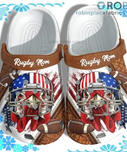 Rugby Chicken America Flag Crocs Clog Shoes Customize Name