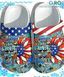 Sunflower Brave 4th Of July Leopard Crocs Clog Shoes