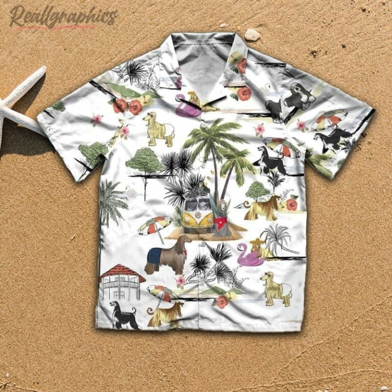 Afghan Hound Beach Hawaiian Shirt, Short Sleeve Button Up Shirt