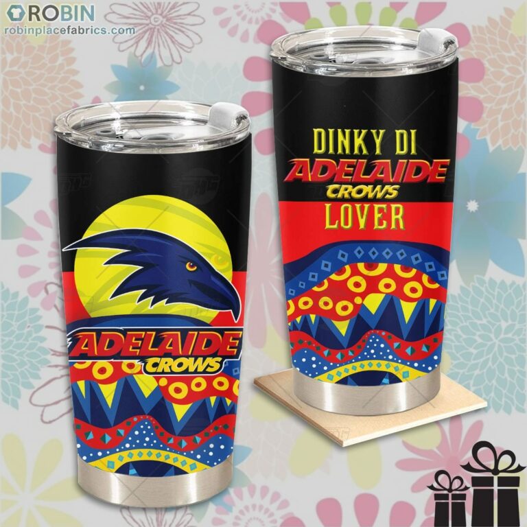 AFL Dinky Di Adelaide Crows Lover Aboriginal Flag x Indigenous Stainless Steel Tumbler