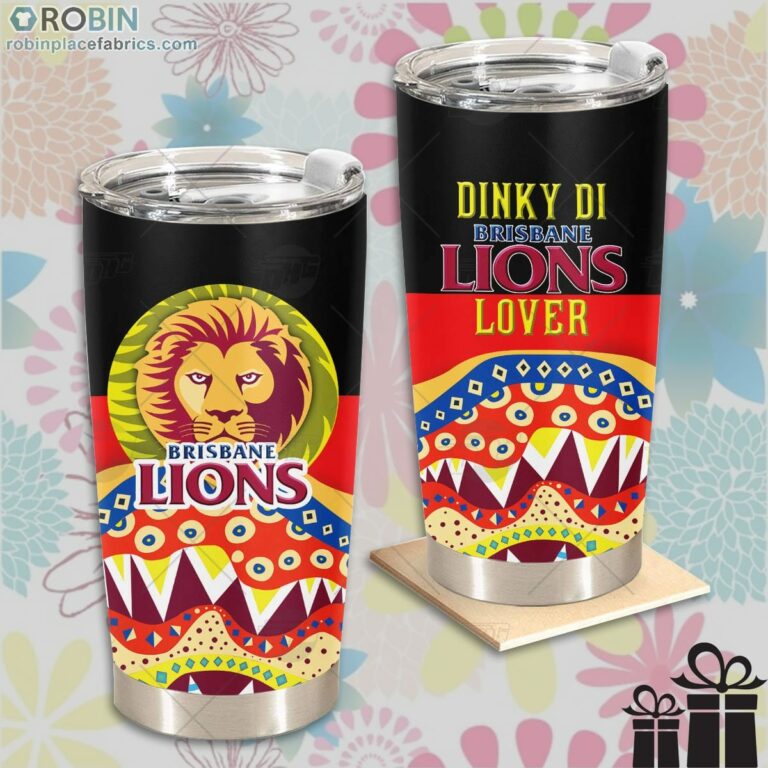 AFL Dinky Di Brisbane Lions Lover Aboriginal Flag x Indigenous Stainless Steel Tumbler