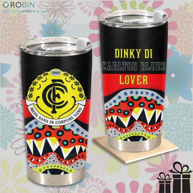 AFL Dinky Di Carlton Blues Lover Aboriginal Flag x Indigenous Stainless Steel Tumbler