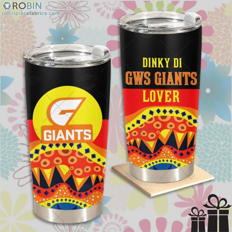 AFL Dinky Di Greater Western Sydney Giants Lover Aboriginal Flag x Indigenous Stainless Steel Tumbler